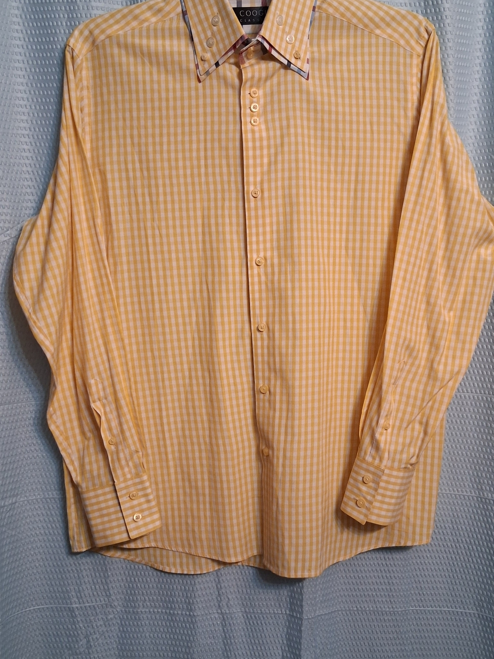 Coogi Classic Men's Yellow Gingham Button-Up Shirt